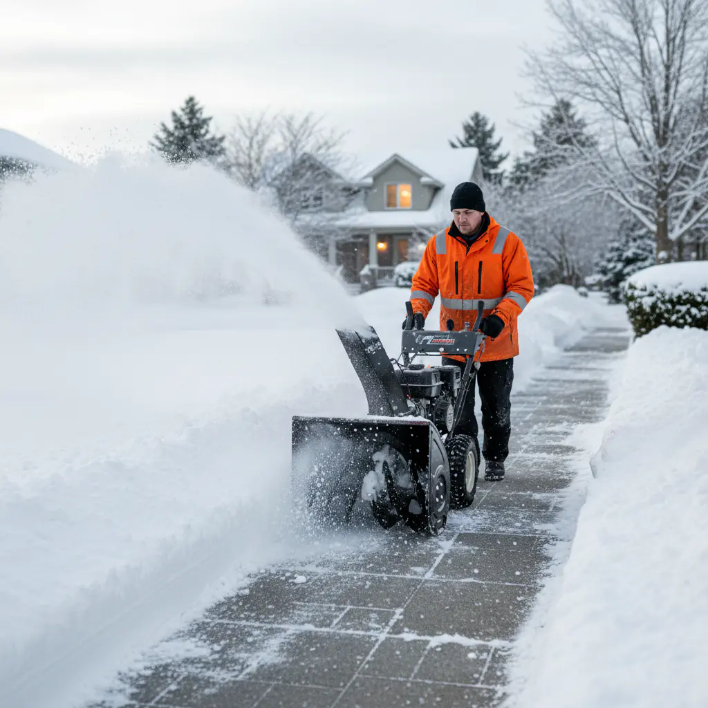 Snow blower in action